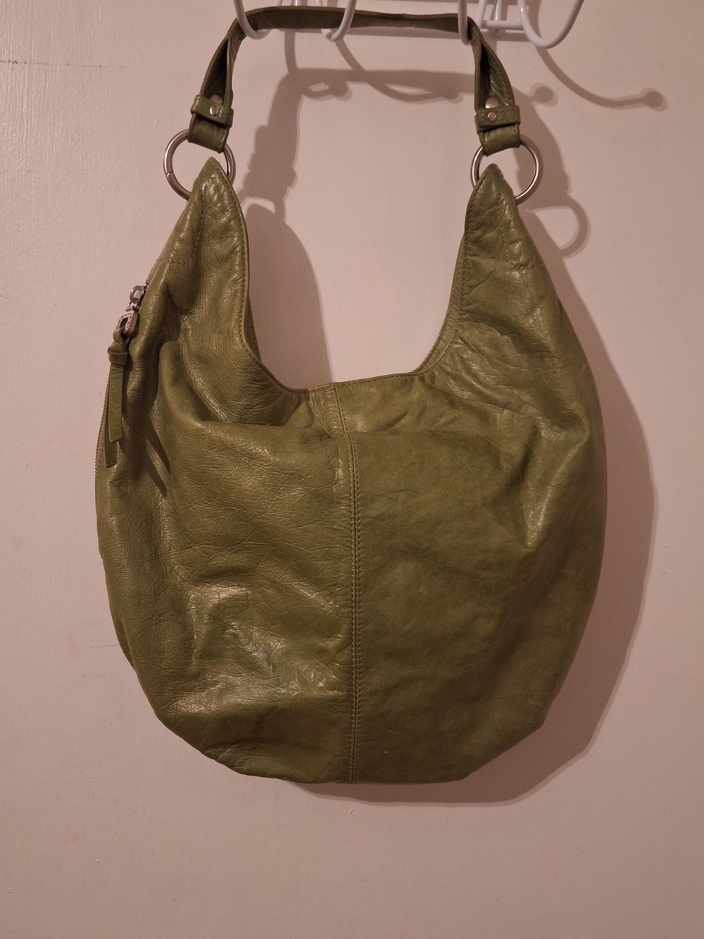HOBO Olive Green Leather Hobo Shoulder Bag